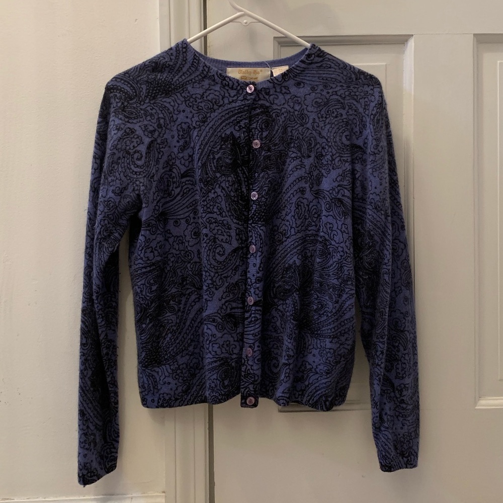 Vintage Style Floral Blue & Black Cardigan